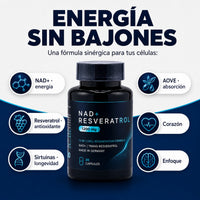 NAD+ Resveratrol 1200 mg — Regeneración Celular · 30 Cápsulas