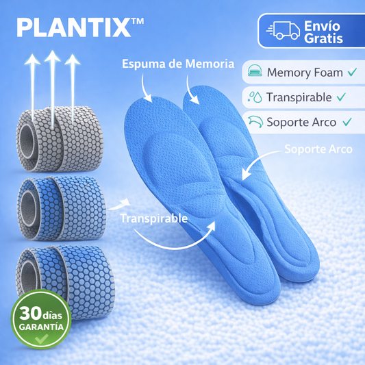 PLANTIX™ — Plantillas Ortopédicas con Memory Foam | Alivio Inmediato del Dolor